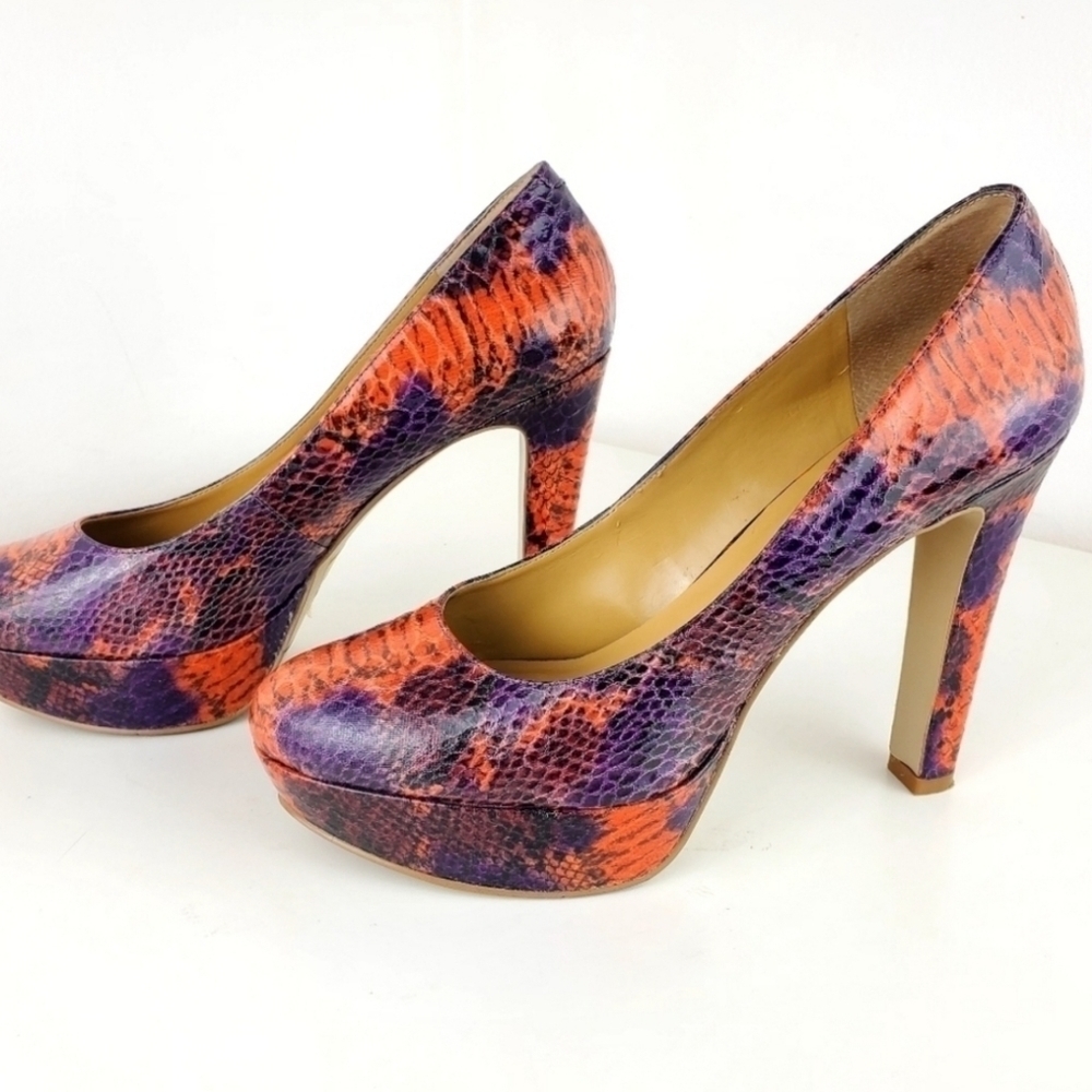 Nine West Melitta Platform Pump man made red snakeskin leather size 8M heels